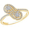 Diamond Double Pear Cluster Ring, 14k Yellow Gold, Size 7 (0.375 Ctw, H+ Color, I1 Clarity)