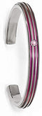 Titanium, Pink Anodized Grooved .15 Ct Pink Sapphire 7mm Cuff Bracelet