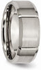 Rhodium-Plated Brushed Titanium Grooved Beveled Edge 8mm Comfort-Fit Band, Size 10