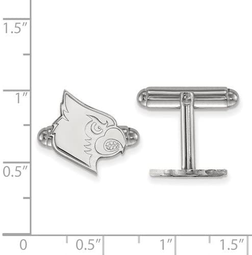 Rhodium-Plated Sterling Silver University of Louisville Cuff Links,15X14MM