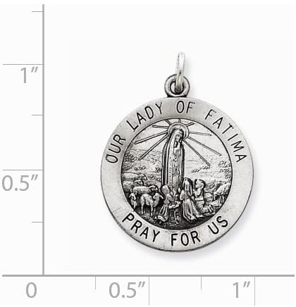 Sterling Silver Antiqued Our Lady of Fatima Medal (21X18MM)