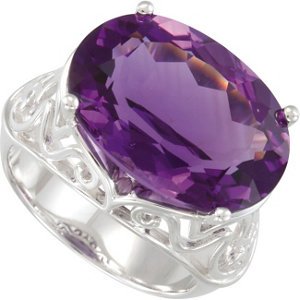 Amethyst 11.15 Ct February Birthstone Sterling Silver Filigree Ring, Size 9