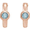 Aquamarine J-Hoop Earrings, 14k Rose Gold