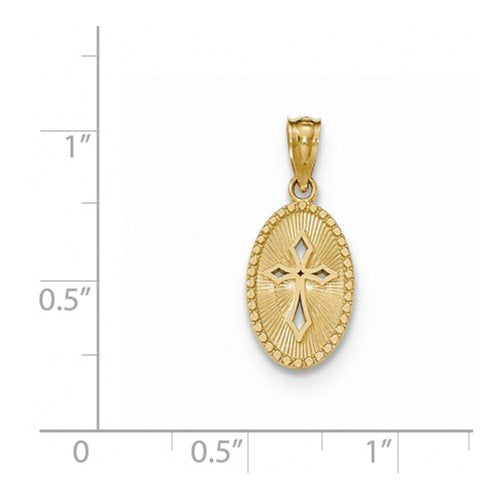 14k Yellow Gold Polished Small Cross Pendant Medal (20.5X9MM)