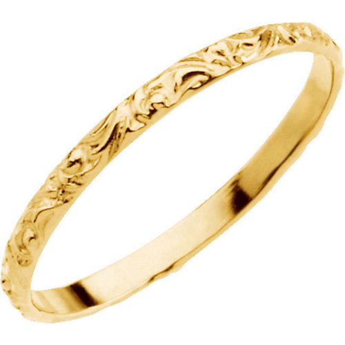 1.50mm Childrens 14k Yellow Gold Embossed Scroll Pattern Ring, Size 3