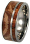 Buckeye Burl, Titanium Pinstripe 8mm Comfort Fit Titanium Wedding Band, Size 15