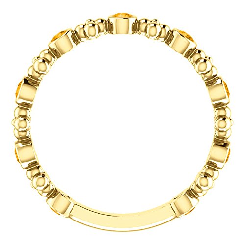 Genuine Citrine Beaded Ring, 14k Yellow Gold