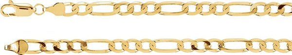 5mm 14k Yellow Gold Figaro Chain Bracelet, 7"