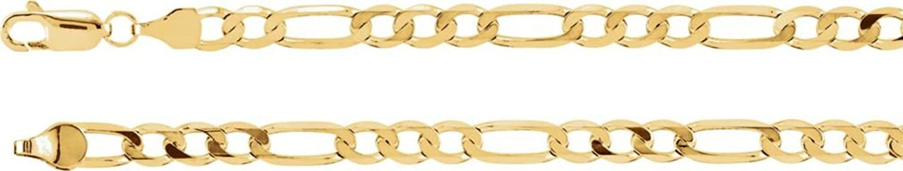 5mm 14k Yellow Gold Figaro Chain, 16"