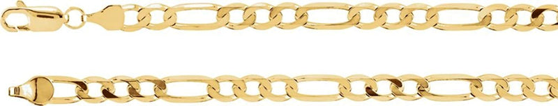 5mm 14k Yellow Gold Figaro Chain Bracelet, 7"