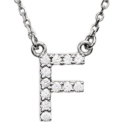 Diamond Initial 'F' Rhodium Plate 14K White Gold (1/6 Cttw, GH Color, l1 Clarity), 16.25"
