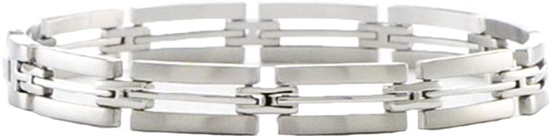 Men's Brushed and Polished Stainless Steel 8mm link Bracelet, 8.75 Inches
