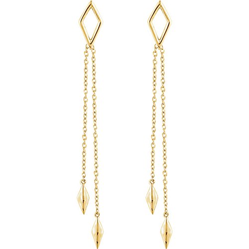 Geometric Chain Earrings, 14k Yellow Gold