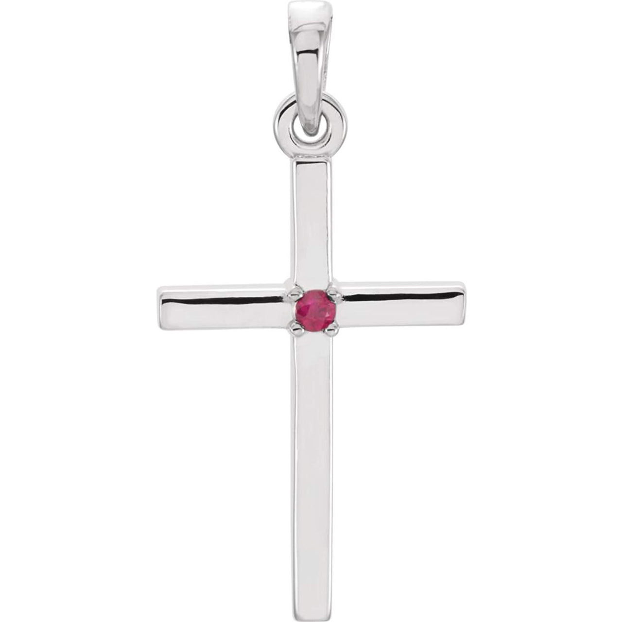 Platinum Ruby Inset Cross Pendant (22.65x11.4MM)