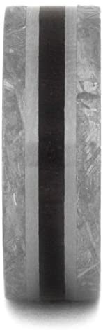 Gibeon Meteorite, Petrified Wood 8mm Matte Titanium Comfort-Fit Wedding Band, Size 10