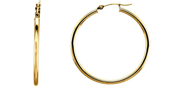 Tube Hoop Earrings, 14k Yellow Gold (34mm)
