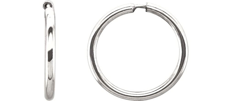 Endless Hoop Tube Earrings, Sterling Silver (35mm)