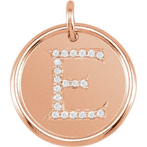 Diamond Initial "E" Pendant, 14k Rose Gold (0.1 Ctw, Color GH, Clarity I1)
