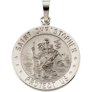 14k White Gold St. Christopher Medal (18 MM)