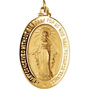 18k Yellow Gold Oval Miraculous Medal (29x20 MM)