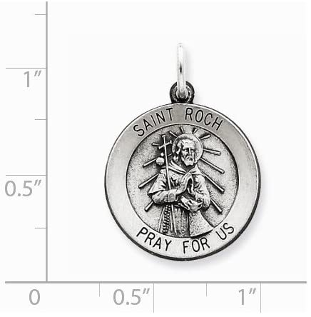 Sterling Silver Antiqued St. Roch Medal (26X21MM)