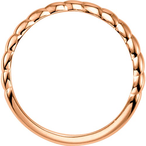 Rope Trimmed Stackable 2.5mm 14k Rose Gold Ring, Size 4.75