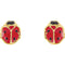 Childrens 14k Yellow Gold and Red Enamel Ladybug Earrings