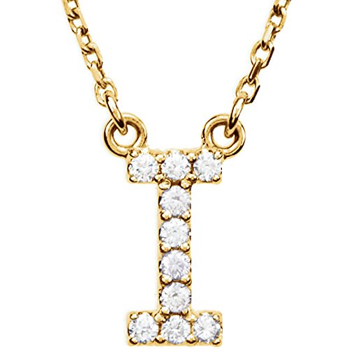 14k Yellow Gold Diamond Initial 'I' 1/10 Cttw Necklace, 16" (GH Color, I1 Clarity)