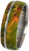 Peridot Box Elder Burl Wood 8mm Comfort-Fit Dome Titanium Band, Size 12