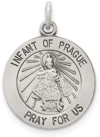 Sterling Silver Antiqued Infant of Prague Medal (32X16MM)