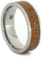 Green Stardust Band with Meteorite and Yellow Gold 7mm Comfort-Fit Titanium Ring, Size 15