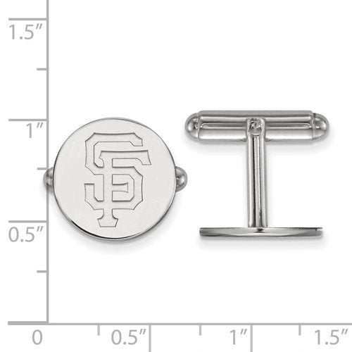 Rhodium-Plated Sterling Silver MLB San Francisco Giants Cuff Links, 15MM