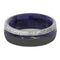 Gibeon Meteorite, Sandblasted Titanium 7mm Comfort-Fit Blue Box Elder Burl Wooden Sleeve Band