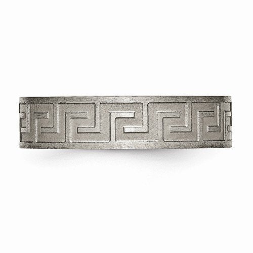 Titanium Greek Key 6mm Comfort Fit Band