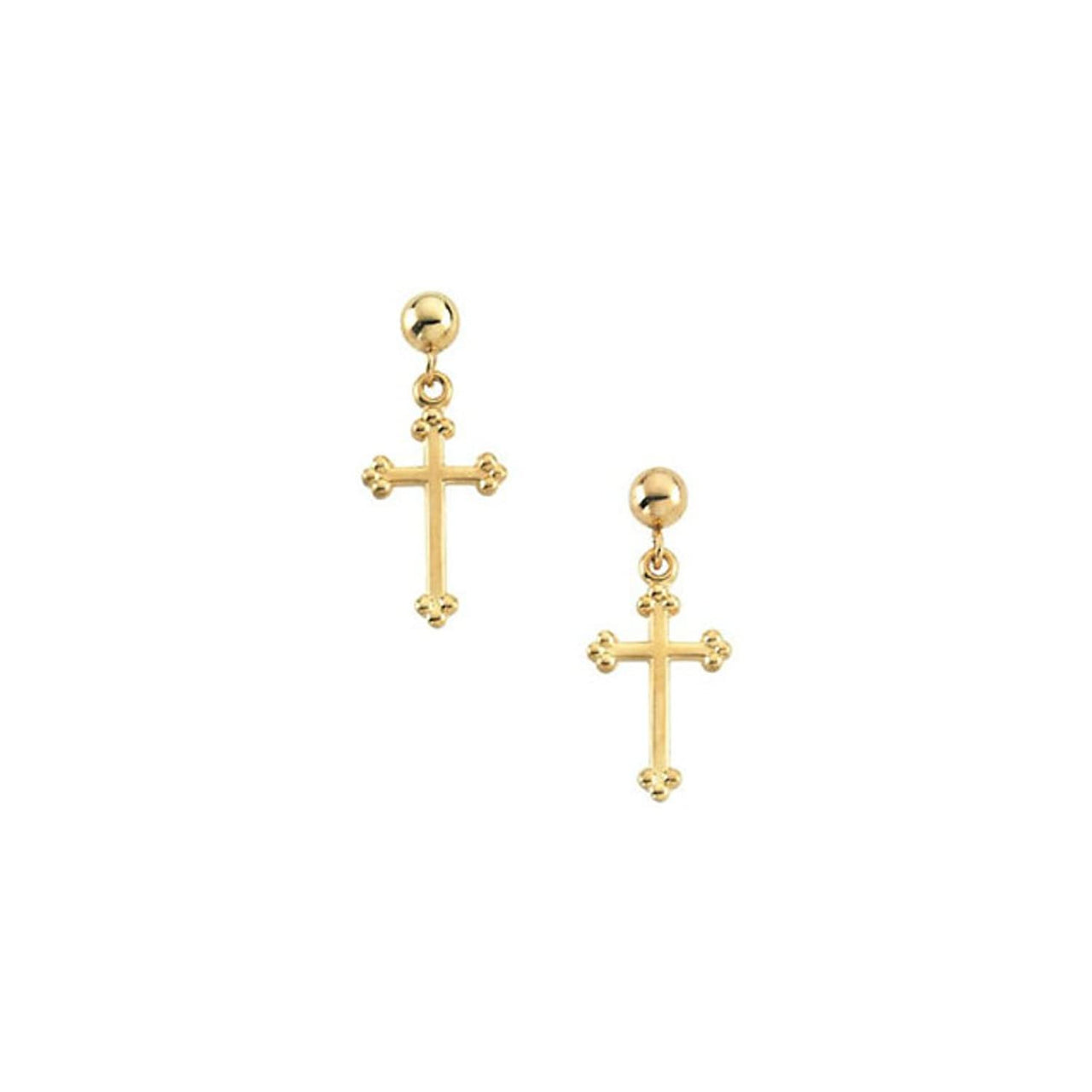 14k Yellow Gold Cross Earrings