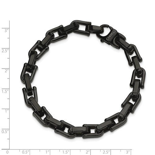 Men's Stainless Steel 8mm Black IP-Plated Bracelet, 8.5"