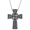 Oxidized Rose of Sharon Cross, Sterling Silver, 12k Rose Gold, 12k Green Gold Black Hills Gold Motif, 18"