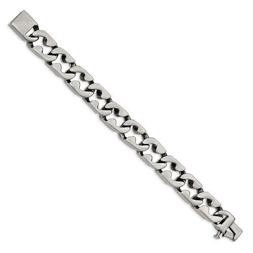 Men's Polished Stainless Steel Large Link Bracelet, 8.5"