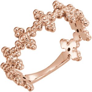 Beaded Cross Ring, 14k Rose Gold