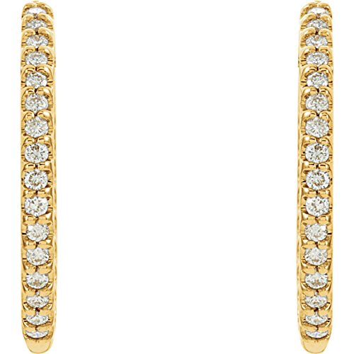 Diamond Inside-Outside Hoop Earrings, 14k Yellow Gold, 2.72MM (1 Ctw, Color G-I, Clarity I1)