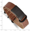 Men's Brown Leather, Brushed Black IP, Stainless Steel Adjustable ID Buckle-Clasp Bracelet