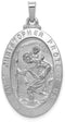 Rhodium-Plated 14k White Gold St. Christopher Medal Pendant (34X19MM)