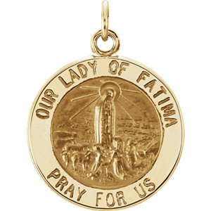 14k Yellow Gold Round Our Lady of Fatima Medal (22 MM)