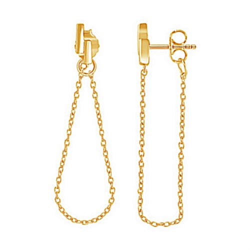 Double Bar Chain Earrings, 14k Yellow Gold