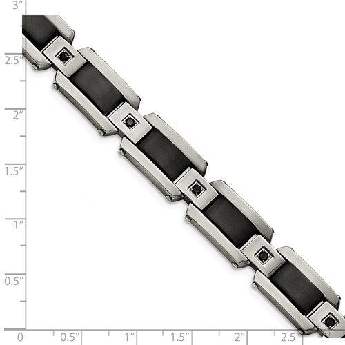 Men's Polished Stainless Steel Black IP-Plated Black Diamond Bracelet, 8.25 " (.5 Ctw)