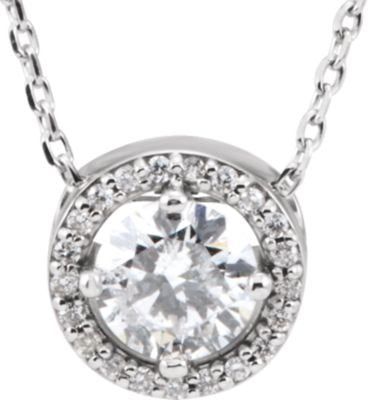 22-Stone Diamond Halo 14k White Gold Pendant Necklace, 16" (.50 Cttw)