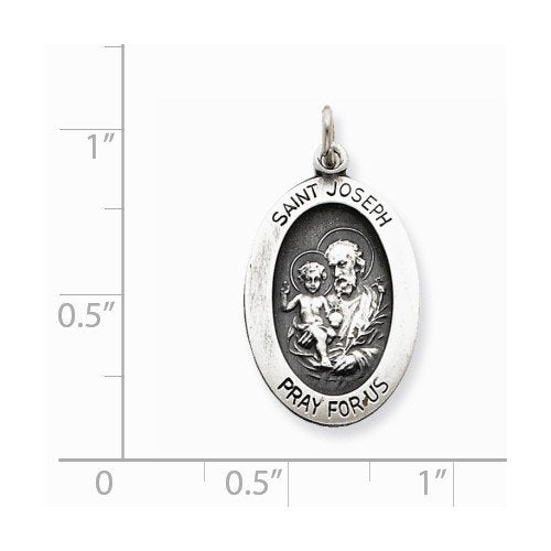 Sterling Silver Antiqued Saint Joseph Medal (35X15MM)