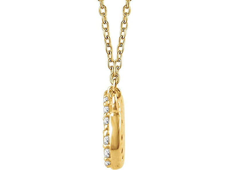 Diamond Oval Pendant Necklace in 14k Yellow Gold, 18" (.20 Cttw)