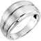 Men's Brushed Grooved Band, Rhodium-Plated 14k White Gold, Size 10