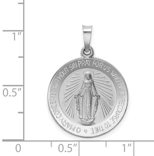 Rhodium-Plated 14k White Gold Miraculous Medal (28X19MM)